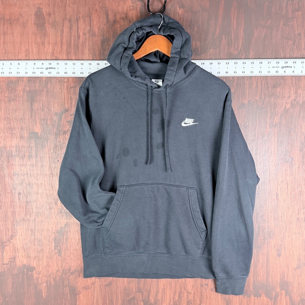 Nike Sportswear Club Fleece Hoodie‎ Black White Logo BV2654-010 Mens Medium